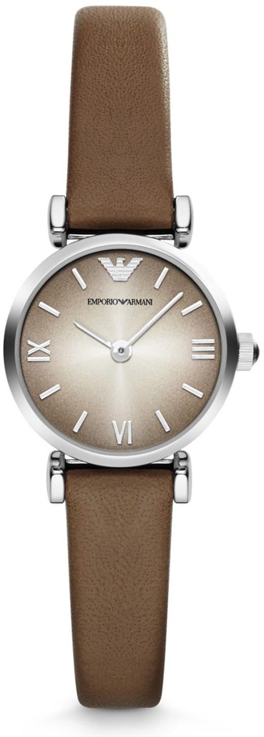 Emporio Armani Women's Mini Grey Dial Leather Strap Analog Watch