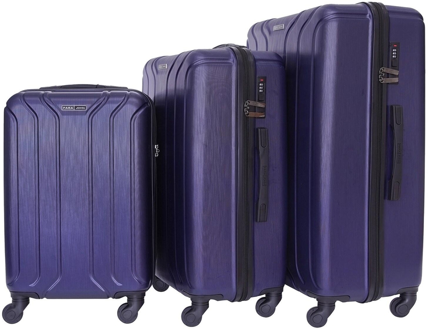 PARA JOHN  3-Piece Hard Side ABS Luggage Trolley Set 20/24/28 Inch Navy Blue