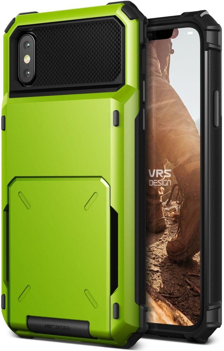 VRS Design iPhone X DAMDA FOLDER Wallet cover / case - Lime Green - Semi Auto 5 Card slot
