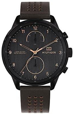Tommy hilfiger mens multi dial quartz watch with leather strap 1791577