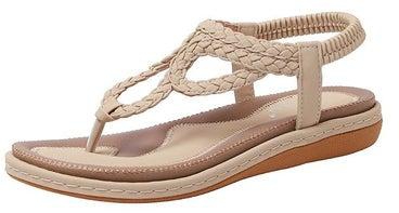 Braided Casual Flat Comfortable Sandals For Women Beige