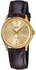 Casio His & Hers Gold Dial Leather Band Couple Watch - MTP/LTP-1183Q-9A