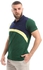 Ted Marchel Tri-Tone Pique Buttoned Polo Shirt - Navy Blue, Yellow & Green