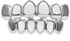 Fashion Silver Color Top & Bottom Hollow Teeth GRILLZ Men Women Mouth Teeth Caps Hip Hop Bling Grills Set