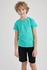 Defacto Boy Casual Regular Fit Crew Neck Knitted Short Sleeve T-Shirt - Green