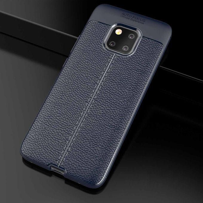 Sunsky Litchi Texture TPU Shockproof Case for Huawei Mate 20 Pro (Navy Blue)