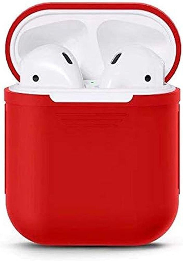For AirPods Case Protective Soft Silicone Charging Cover Pouch Case Skin Sleeve -Red