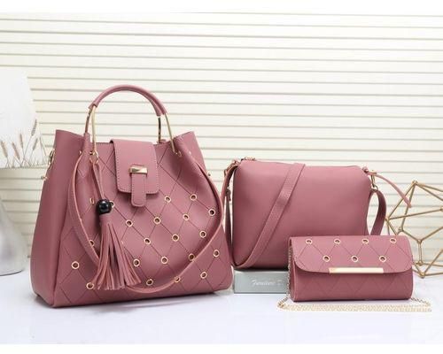 Generic Stylish Lady Synthetic Leather Handbags 3in1-Pink