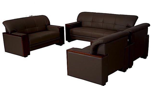 Furniture Wood Armrest Leather Sofa, Wood And Leather Sofa