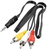 3.5mm Male to 3 RCA Audio Video Male AV Camcorder Cable Black