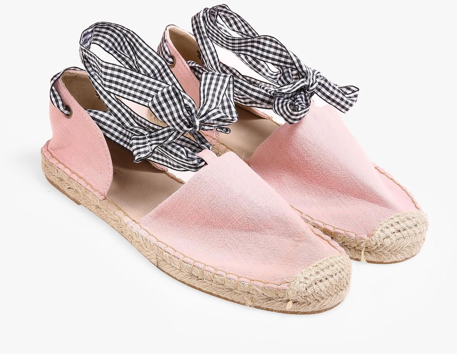 Pink Tie-Up Espadrille Sandals