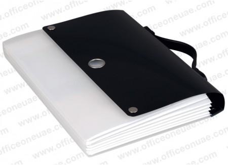 dufco Mobile Filing, 3-Way Flip File, PP, 6 pockets, A4, Black/Transparent