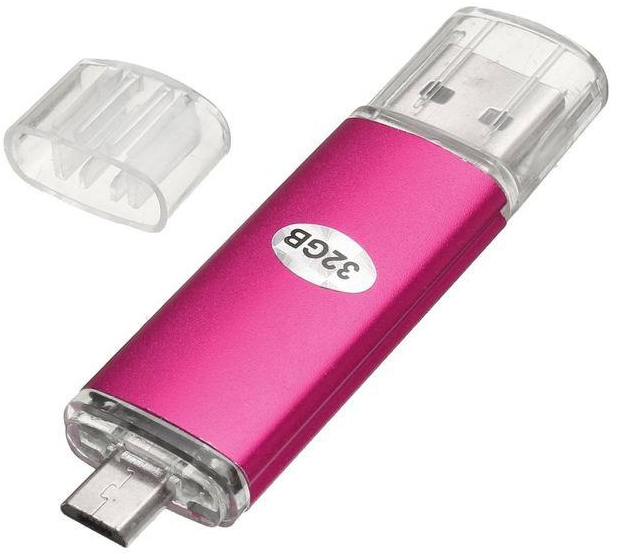 Universal For Smart Phone And Computer 32GB 2 In 1 Micro USB 2.0 Flash Drive Memory Stick OTG Function Rose