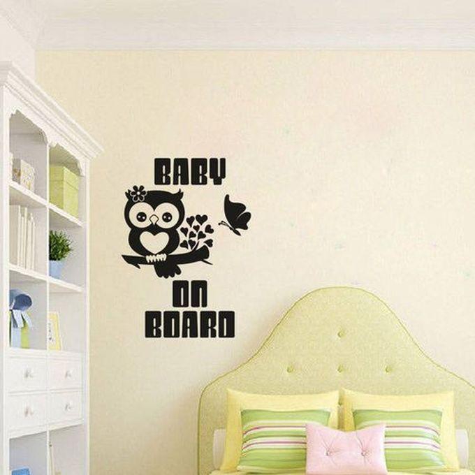Decorative Wall Sticker - Baby On Board Owl And Butterfly