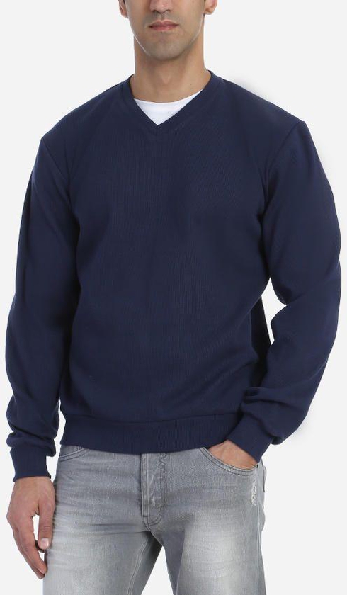 Andora Solid Sweatshirt V-Neck - Dark Blue