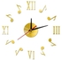ملصق ساعة حائط بتصميم أرقام رومانية وعلامات موسيقية يمكنك لصقه بنفسك ذهبي 14x10x4سم