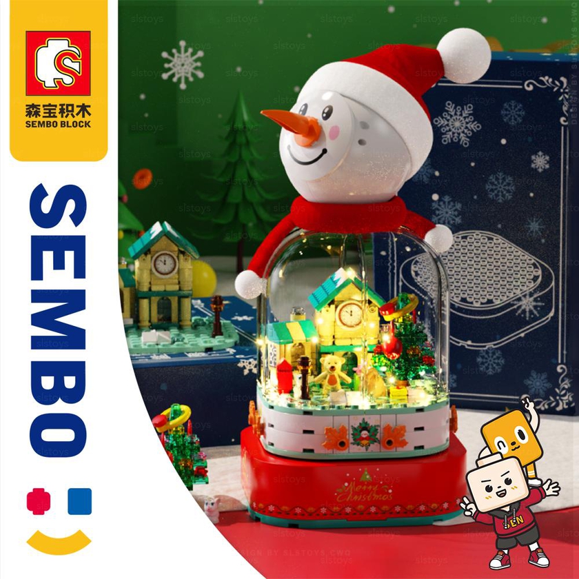 Sembo Block 601162 Merry Christmas Tree Ball Santa Claus Music Box Building