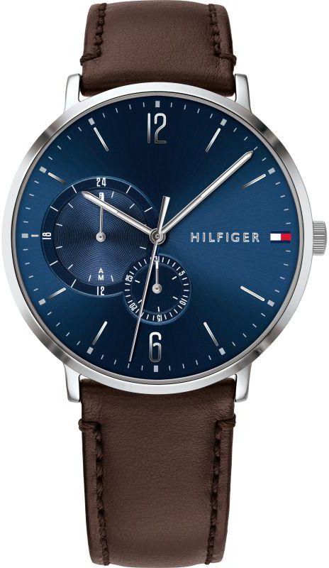 Tommy Hilfiger Men’s Analog Leather Watch 1791508  (Blue Dial/Brown)