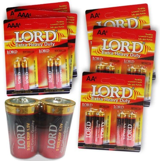 Lord Set Of 12 Batteries AAA + Set Of 12 Batteries AA + Set Of 2 Batteries D (1.5 V )