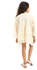Kady 3/4 Sleeves Cardigan Knitted Pattern Open Neckline Girls Set - Creamy White, Gold & White