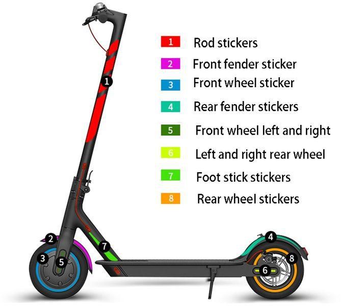 1 Set Reflective Stickers Scooter Full Set Stickers for