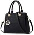 Capacity Tote PU Leather Women Designer Lady Handbag - Black