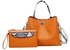 2 Piece Snakeskin Pattern Handbag Set Orange