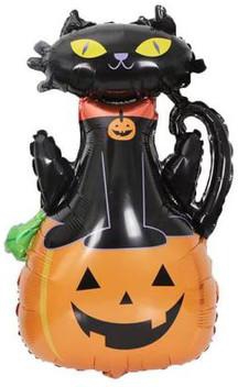 Halloween decoration pumpkin black cat foil balloons Black Cat on Pumpkin Supershape Foil Balloon