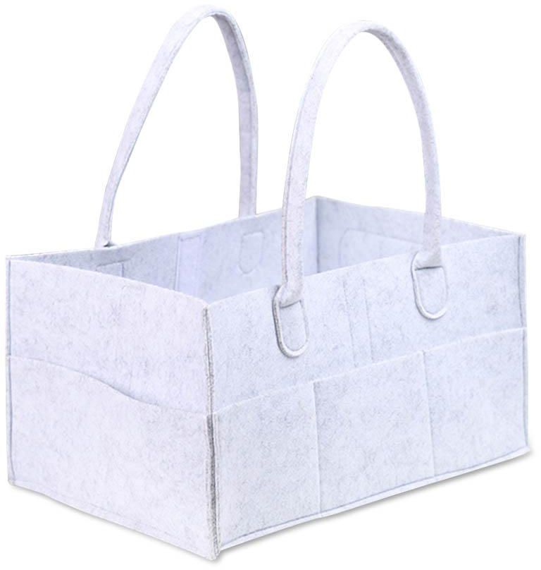 Little Story - Diaper Caddy + Travel Pouch Medium - White- Babystore.ae