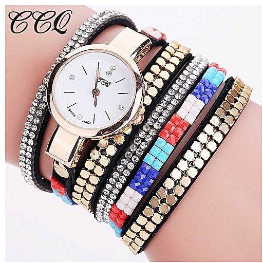 CCQ CCQ Vintage Leather Bracelet Watch Women Wristwatch Quartz