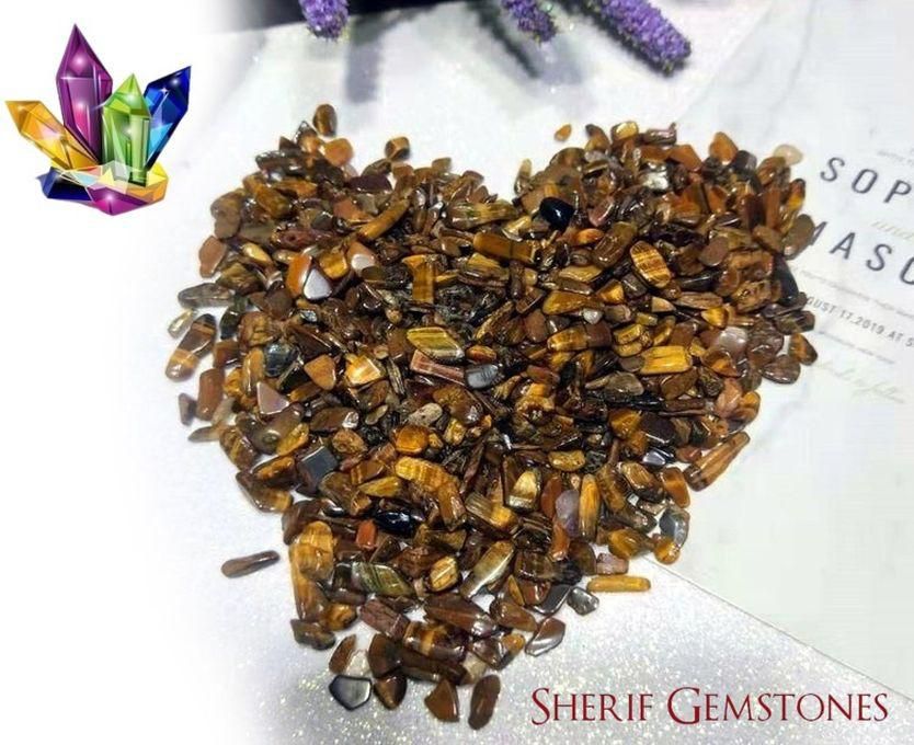 Sherif Gemstones Natural Tiger Eye Small Drilled 25pcs Chip Healing , Decor , Art Stone