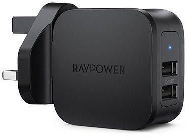 RAVPower Prime 17W 2-Port USB Wall Charger, Black