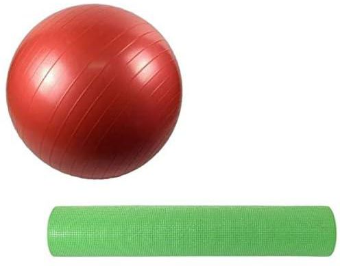 Yoga and Gym Ball, Size 65 cm, Red, SP69-4,With Pvc Yoga Mat, Green, Mf116-1_ with one years guarantee of satisfaction and quality