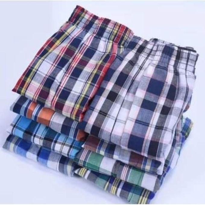Fashion Boxer Shorts - 3 Pcs-Pure Cotton - Checked (Color may vary)