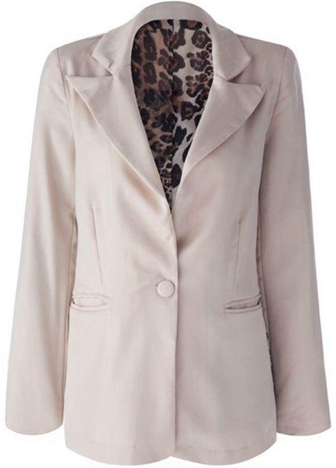 Fashion Leopard Print Blazer One-Button - Khaki Brown