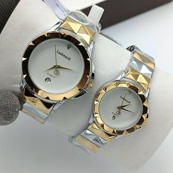 Non Fading Couple's Wristwatch -Silver & Gold