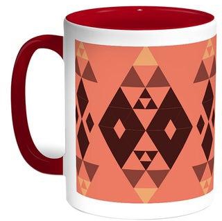 Geometric Printed Coffee Mug Red/White 11ounce