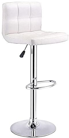 AFTE Adjustable Height Bar Stool/Bar Chair/Kitchen Stool white faux leather and metal base adjustable