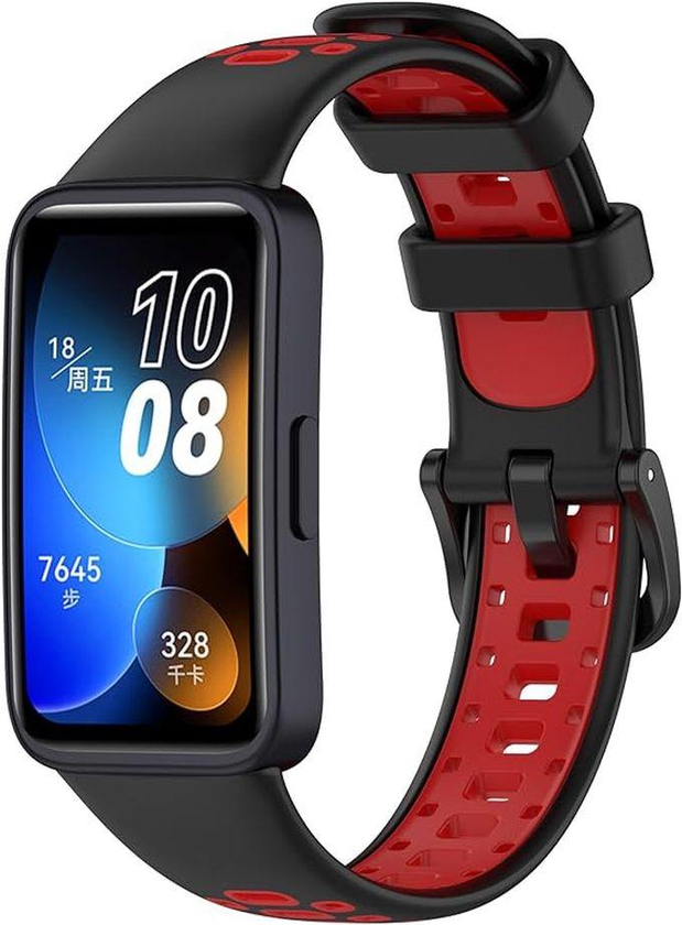 Huawei Band 8 Sport Soft Silcon Replacement Strap - Black/Red