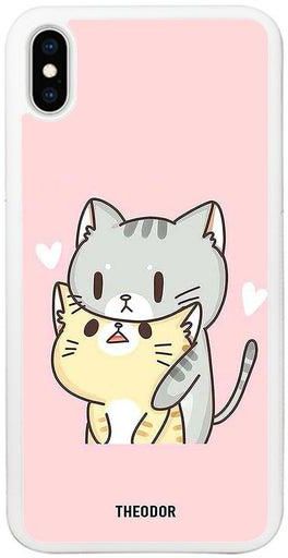 Protective Case Cover For APPLE IPHONE X/XS Two Cats Love (White Bumber)
