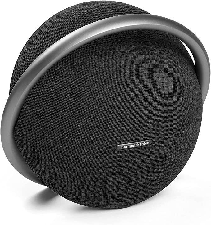 Harman Kardon Onyx Studio 7 Portable Stereo Bluetooth Speaker, Multi-Directional Soundscape, Enhanced Audio Power, Anodized Aluminum Handle, 8 Hours Battery, Dual Sound - Black, HKOS7BLKUK