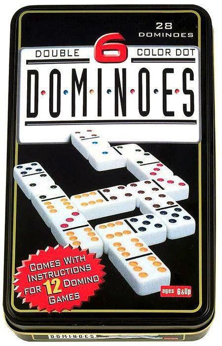 Double Six Color Dot Dominoes Game Tin Case