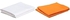 مجموعة مكونة من كيسين مخدة مقاس 50×70 سم، لون ابيض سادة + عبوة من قطعتين من اكياس المخدات كونتيننتال كومفرت سيريس من القطن باللون البرتقالي المخطط بعدد خيوط 250 ،50×90، واغلاق قلاب مقاس 15 سم