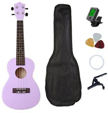 23 Inch Acoustic Soprano Ukulele Kit With Carry Bag,Strings,Picks,Capo And Tuner