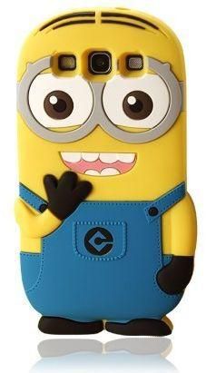 3D Cute Cartoon Despicable Me Minion Soft Silicone Back Cover For Samsung Galaxy S3 With Memorix Screen Protector