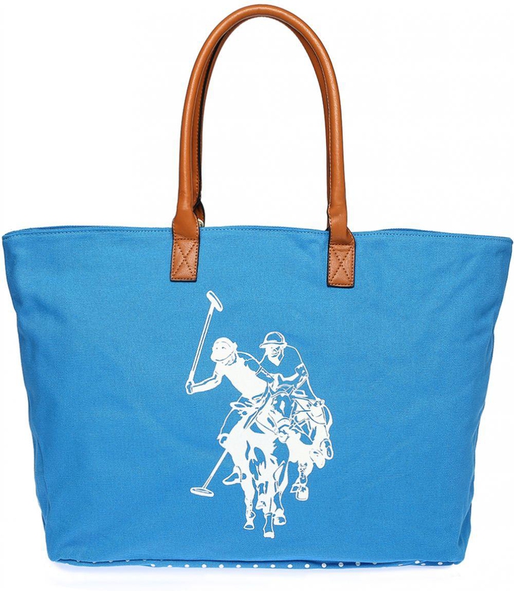 U.S. Polo Assn. USP16P43 Beach Tote Bag for Women - Mediterranean Blue