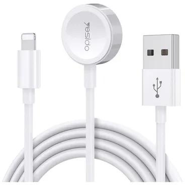Yesido 2 In 1 Charging Cable For Watches And Lightning Devices 120cm White