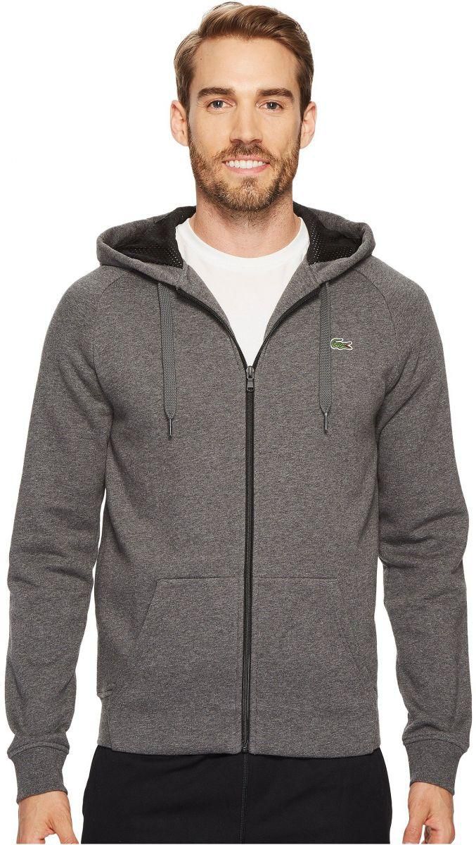 Lacoste Grey High Neck Hoodie & Sweatshirt For Men