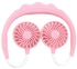 USB Mini Dual-Head Neckband Fan FS034 Pink