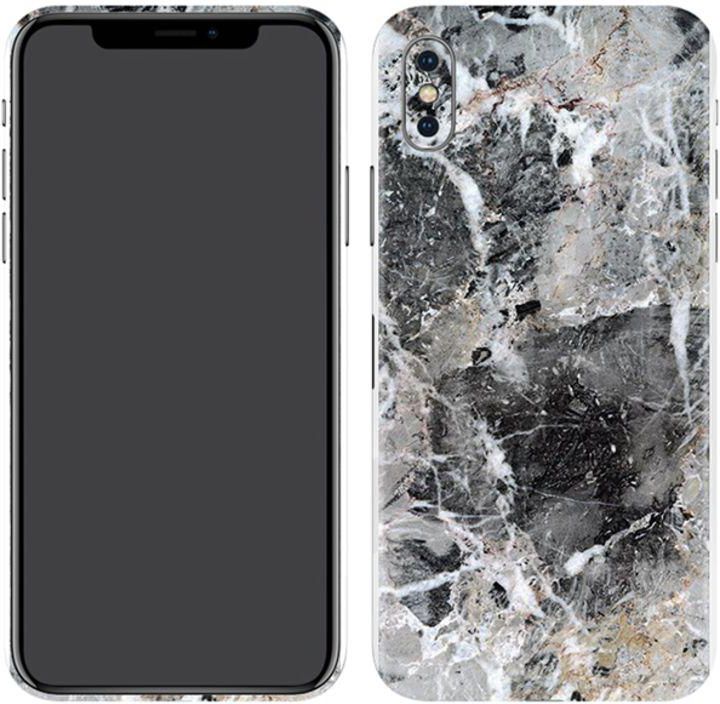 Protective Skin For Apple iPhone X Bronze Cracked Grey Marble